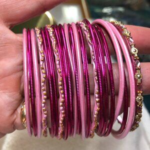 Lot of 22 Pink Indian Bangles  sekhmet777